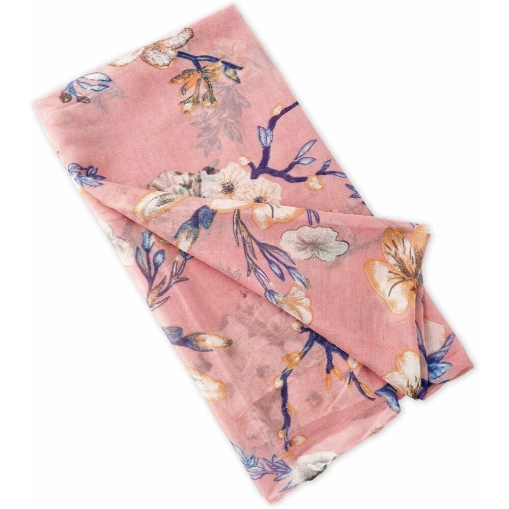Wome Pinkn Fashion Flowers Print Scarves Winter Head Shawl Cotton Wrap - Picture 8 of 8